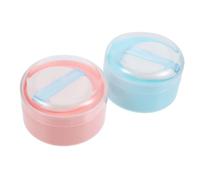 CLISPEED 2 Pcs Baby Powder Puff Container Set Small Loose Powder Puff Box with Lid Portable Case for Travel and Skin Care Pink and Blue