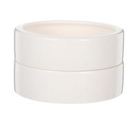 CLISPEED 2 Pcs Ceramic Reptile Pet Feeder Bowls for Small Lizards, Anti-escape Design with Stable Desktop Standing, White round Feeding Dishes for Lizard Food and Water Storage