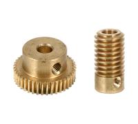 CLISPEED 2 Pcs Copper Worm Gear Shaft Worm and 0.79 X 0.79 X 0.51 Inch Multi-stage Transmission Compact Structure 40 Teeth 5mm Hole Diameter Industrial Power Transmission
