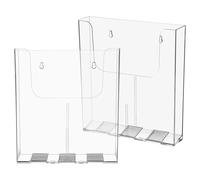 CLISPEED 2 Pcs Magazine File Holder: A4 Acrylic Sign Holder, Clear Magazine Rack Book Stands Desk Storage A4 Wall Mounted Document for Office Mall Exhibition Hotel