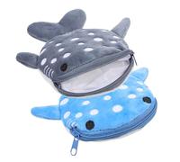 CLISPEED 2 Pcs Plush Shark Coin Purse with Zipper Soft Small Wallet for Boys Cute Animal Change Pouch Durable and Easy to Use Wallet Gift Blue Grey