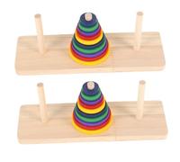 CLISPEED 2 Pcs Wooden Hanoi Tower Puzzle Game Brain Teaser Board for Adults and Intellectual for Creativity Development Smooth Material for DIY Home Party Playing