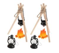 CLISPEED 2 Set Miniature Campfire Scene Prop with Fake Bonfire Flames Dollhouse Winter Camping Accessories for Creative Snowy Garden Displays and Holiday Photo Decorations