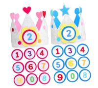 CLISPEED 2 Sets Birthday Crowns Felt Party Hats with Interchangeable Numbers for Boys and Blue Star and Pink Heart Designs Adjustable and Reusable Felt Decorations
