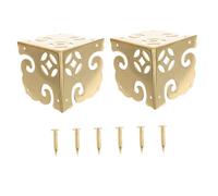 CLISPEED 2 Sets Copper Antique Box Corner Guards Retro Hollow Decorative Wooden Case Corner Protectors Wear-Resistant Metal Covers for Jewelry Boxes Cabinets