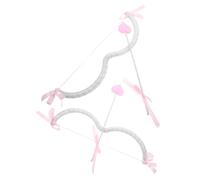 CLISPEED 2 Sets Cupid Bow and Arrow Prop for Valentine’S Day Party, Silver Pink Mini Bow with Heart-Shaped Arrows, Cosplay Costume Accessory Set for and Couples