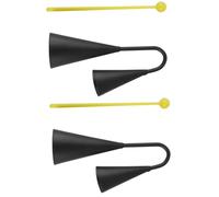 CLISPEED 2 Sets Double Ear Metal Cowbell with Mallet Stick Hand Percussion Instrument for Childrens Musical Play Matte Black Finish Clear Crisp Sound for Rock Country Latin Music and Pet
