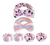 CLISPEED 2 Sets Face Wash Headbands and Wristbands for Women, Cloth Material Bow Shape, Creative and Adorable Style, Prevent Water from Flowing down Arms, for Applying Facial Mask and Daily