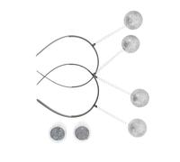 CLISPEED 2 Sets Silver Glitter Ball Boppers Costume Headband Alien Antenna Accessories for Halloween Masquerade Party Adults