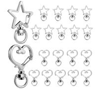 CLISPEED 20 Pcs Lobster Clasp Hooks Star Keychain Clip Metal Buckle Multi-Functional Lightweight Silver Heart-Shaped Compact Creative Clips for Attaching to Backpacks and Purses