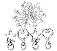 CLISPEED 20 Pcs Metal Heart and Star Keychain Clips Lobster Clasp DIY Craft Buckles Spring Loaded Swivel Hooks for Keys Backpacks Clothing Accessories