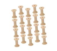 CLISPEED 20 Pcs Unfinished Vintage Wooden Spools for DIY Crafting Hourglass Shaped Bobbins Light Yellow Weaving and Thread Holder for Sewing Projects