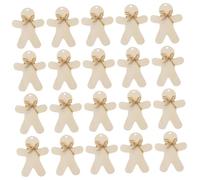 CLISPEED 20 Sets DIY Wooden Christmas Tree Decorations Gingerbread Man Cutouts Smooth Surface Unfinished Wood Slices with Hanging String for Xmas Ornaments Craft Projects