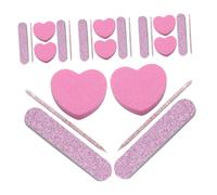 CLISPEED 20 Sets Manicure Tools Kit with Heart Shaped Sponge Nail Files Buffer Blocks Multi Functional Nail Shaping and Polishing for Professionals and Home Use