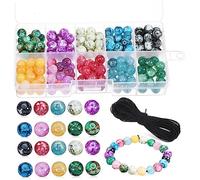 CLISPEED 200pcs Round Crystal Spacer Beads with Black Elastic Cord Jewelry Charm Beads for DIY Craft Necklace Bracelet Making Smooth Surface for Comfortable Wear