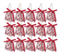 CLISPEED 20Pcs Floral Wedding Party Favor Candy Boxes Small Size with Wine Red Ribbon Decorative Treat Packaging for Wedding, Birthday, Shower