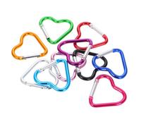 CLISPEED 20pcs Heart Shaped Aluminum Alloy Carabiner Clips Lightweight Keychain Spring Snap Hooks for Camping Hiking Fishing Backpack DIY Accessories