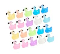 CLISPEED 20pcs Luminous Mini Resin Flamingos Glow Dark Tiny Animal Figurines for Garden Landscape Decor Cake Toppers Craft Collection Durable Colorful Miniatures for Small Spaces