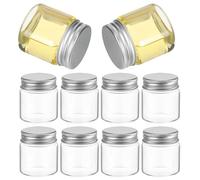 CLISPEED 20pcs Mini Glass Jars Grain Storage Jar 50ml Glass with Aluminum Sealed Lid Food Containers Can Be Stored in Cabinets