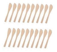 CLISPEED 20pcs Mini Wood Spoons Butter Spreaders Dumpling Filling Spoon Utensil Kitchen Peanut Spatula Teak Shape Cook Spreading Charcuterie Mini Reusable Accessory Small Beige