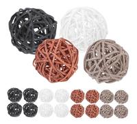 CLISPEED 20pcs Mixed Color Rattan Balls Wicker Decorative Orbs for DIY Crafts Wedding Christmas Tree Home Vase Fillers Black Grey Brown White