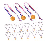 CLISPEED 20pcs Plastic Crown Medals with Ribbon Party Game Awards for Sports Events Talent Shows Birthday Contests Celebration Favors