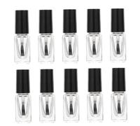 CLISPEED 20PCS Square Transparent Glass Nail Polish Bottles with Brush Caps Refillable Empty Nail Container for DIY Cuticle Oils Essential Oils Perfumes Travel Use