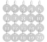 CLISPEED 20pcs Stainless Steel Numbered Key Tags 1-20 with Hollowed Round Design Metal Key Label Tags and Locker Identification Sturdy for Travel and Security