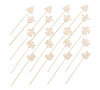 CLISPEED 20pcs Unfinished Wooden Magician Wands Christmas Fairy Craft Kit for DIY Painting Snowflake Angel Snowman Xmas Tree Sticks for Birthday Party Role Play and Family Bonding