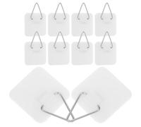 CLISPEED 20pcs White Adhesive Picture Frame Hangers for Wall, Invisible Sticky Plate Hooks with Large Square Backing, Suitable for Hanging Artwork, Photos, and Decorative Plaques