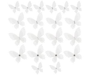 CLISPEED 20pcs White Butterflies Applique Patches for Wedding Dress and Crafts, Organza Material, Easy to Sew, Beautiful Double Layered Butterfly Shape for DIY Clothing Style Decoration