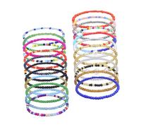 CLISPEED 24pcs Bohemian Beaded Anklet Summer Ankle Jewelry Colorful Glass Beads Beach Foot Chain for Women and Mixed Styles