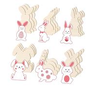 CLISPEED 24Pcs Easter Bunny Wooden Cutouts Unfinished DIY Wood Rabbit Ornaments for Spring Crafts Home and Party Decorations Smooth Polished Surface Safe and Sturdy Wood Tags for Creative