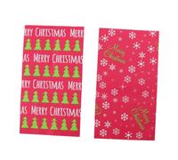 CLISPEED 24Pcs Merry Christmas Kraft Paper Bags with Xmas Tree and Snowflake Designs, Red Decorative Xmas Candy Storage Pouches for Holiday Party Wrapping