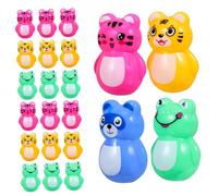 CLISPEED 24pcs Mini Animal Tumbler for Self-righting Wobble Statues with Bright Colors Educational Calming for Creativity Reaction Training and Party Prizes
