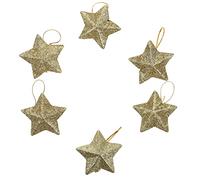 CLISPEED 24pcs Mini Glitter Star Hanging Xmas Tree Star-shaped Pendants Christmas Tree Ornament Decoration Golden