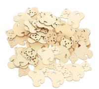 CLISPEED 24pcs Unfinished Bear Shaped Wooden Slices for DIY Crafts Easy to Colour Natural Wood Slices for Graffiti and Art Projects