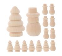 CLISPEED 24pcs Unfinished Wooden Christmas Decorations DIY Snowman and Xmas Tree Peg Dolls for Craft Projects Mini Blank Peg Figures for Painting Creative Holiday Crafting Activity