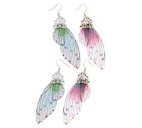 CLISPEED 2pairs Elegant Butterfly Pattern Teardrop Earrings Dangle Earrings for Women Boho Jewelry Gold Plated
