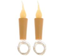 CLISPEED 2pcs 1 Meter Copper Wire Decorative String Lights Bottle Stoppers 10 LED Candle Flame Bulbs for Indoor Christmas Party and Home Decoration
