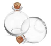 CLISPEED 2pcs 250Ml Glass Terrarium Bottles with Cork Lid, Spherical Moss Terrarium Containers for Hydroponic Plants and Micro Landscape, Suitable for Indoor Gardening and Plant Display