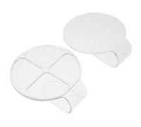 CLISPEED 2pcs Acrylic Makeup Mixing Palettes Small Round 4-compartment Cosmetic Plates for Foundation and Concealer Blending, Portable Handheld Makeup Mixing Trays for Professional and Personal Use