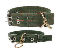 CLISPEED 2pcs Adjustable Canvas Livestock Collars for Dogs and Sheep with Rotating Ring, Thickened Sturdy Green Outdoor Safety Collars for Goats and Cattle