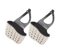 CLISPEED 2pcs Adjustable Kitchen Sink Hanging Basket Dual Draining Storage Holder for Sponges and Small Accessories Space Saving Sink Waste Filter Basket Fit for All Faucets
