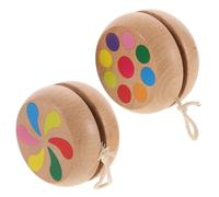 CLISPEED 2pcs Adjustable String Wooden Yoyo for Beginners Outdoor Play Educational for Boys and Hand-eye Coordination Skill Development Easy to Use and Learn