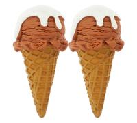 CLISPEED 2Pcs Artificial Ice Cream Cone Props Chocolate Colour Simulation Ice Cream Models for Party Decoration Dessert Shop Display Photo Shoot