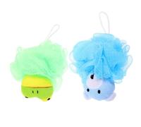 CLISPEED 2pcs Bath Loofah Set with Cartoon Bear Frog Design, Soft Exfoliating Shower Sponge and Bathing, Gentle Body Scrubber Bath Accessories