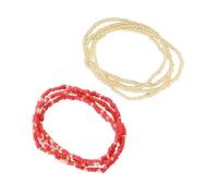 CLISPEED 2pcs Bikini Waist Chain and Beach Waist Beads Double-string Handcrafted Belly Beads Jewelry for Summer Beachwear