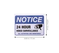 CLISPEED 2pcs Blue 24h Video Monitored Security Camera Warning Stickers Adhesive Sign Easy and Remove for Shopping Malls and Restaurants