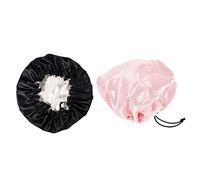 CLISPEED 2pcs Boys and Girls Satin Sleeping Cap Adjustable Shower Hair Care Hats for Newborns Boy Girl Bathing Black Pink